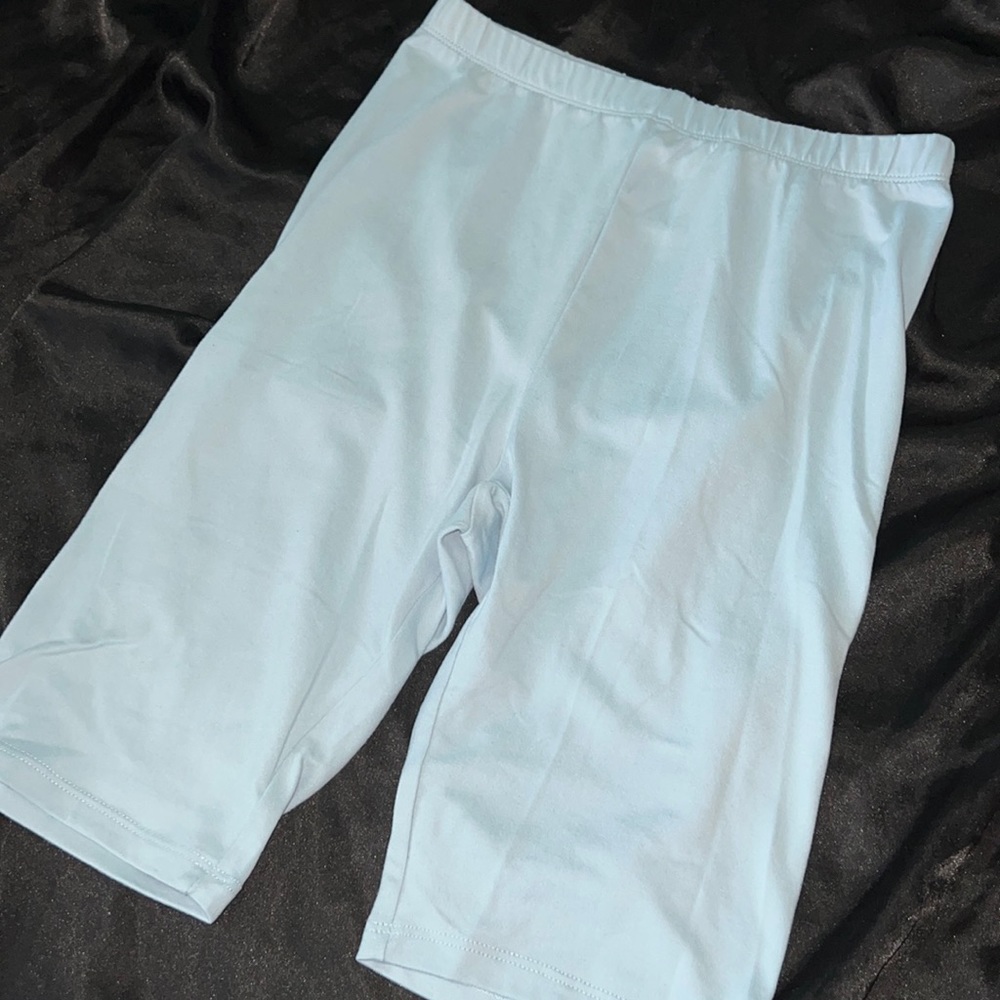 Baby blue biker shorts